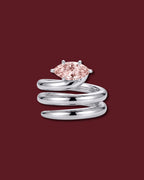 NAIYA pinky ring in white gold, set with a marquise lab-grown pink diamond