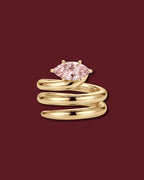 NAIYA pinky ring in yellow gold, set with a marquise lab-grown pink diamond