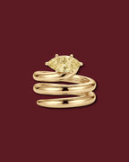 NAIYA pinky ring in yellow gold, set with a marquise lab-grown yellow diamond