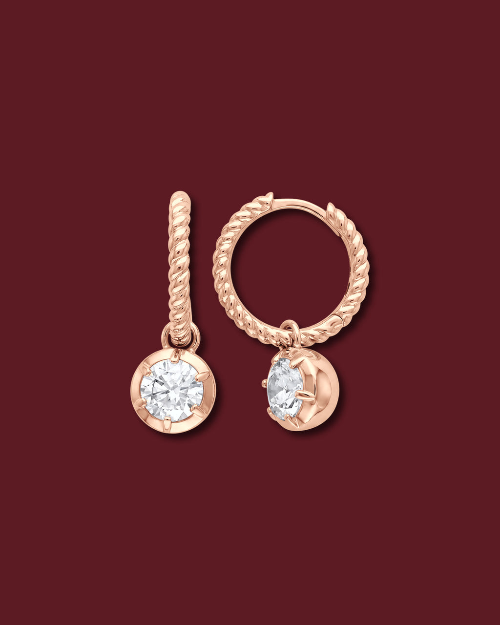 CHANTAL Twisted Rope Drop Charm Earrings, White Diamond