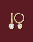 CHANTAL Twisted Rope Drop Charm Earrings, White Diamond