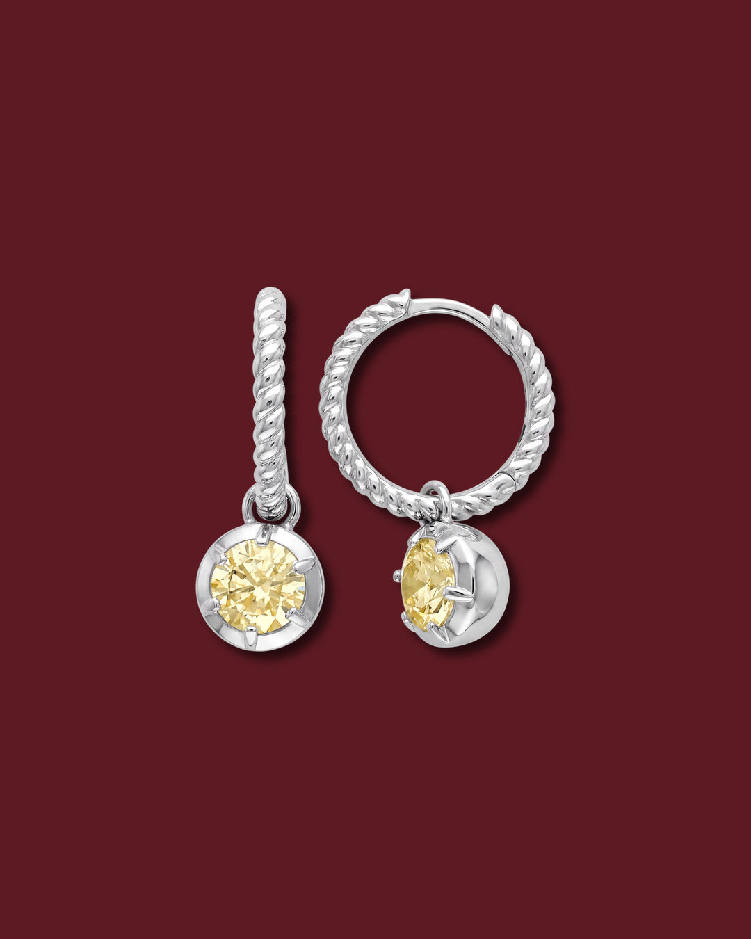 CHANTAL Twisted Rope Drop Charm Earrings, Yellow Diamond