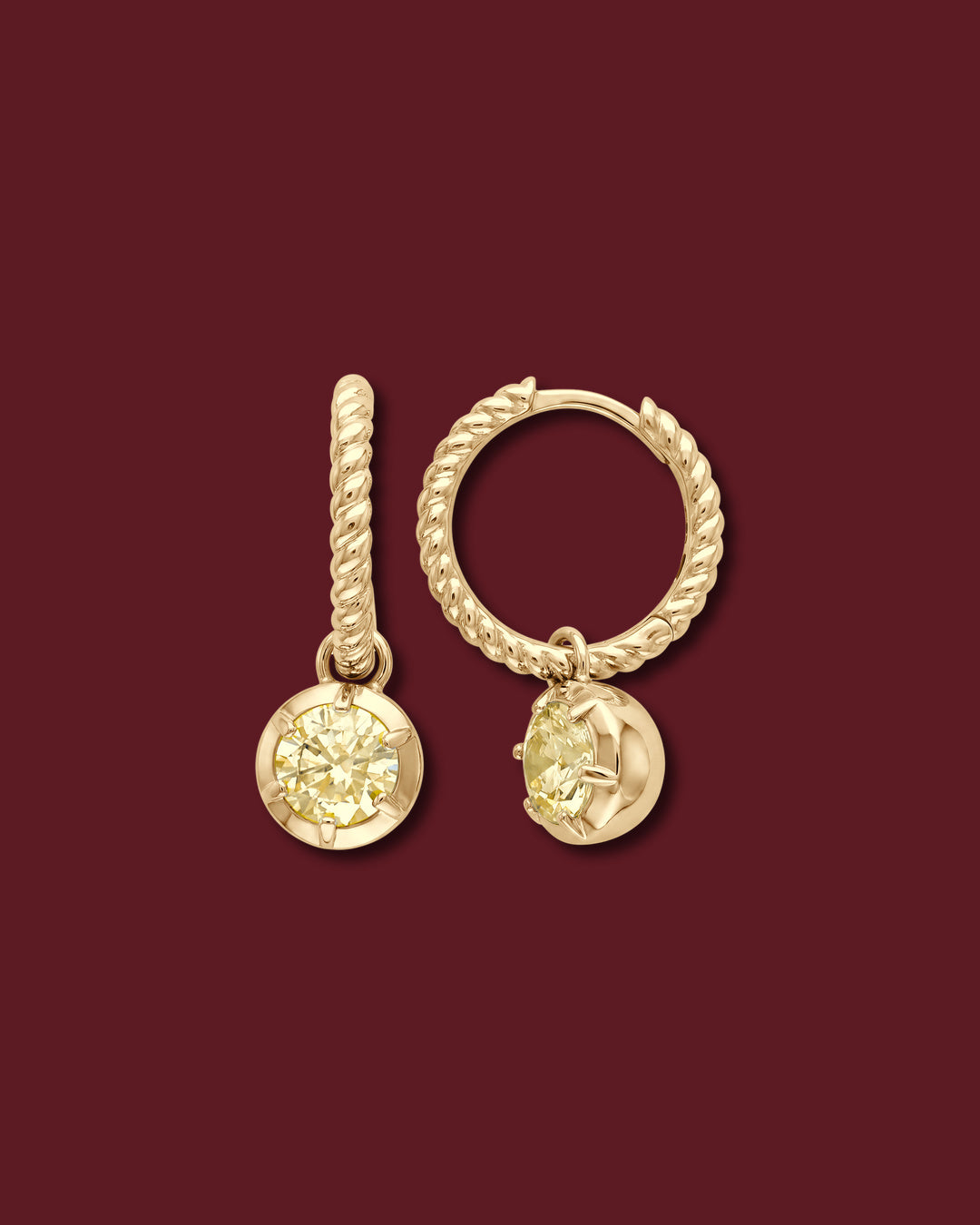 CHANTAL Twisted Rope Drop Charm Earrings, Yellow Diamond