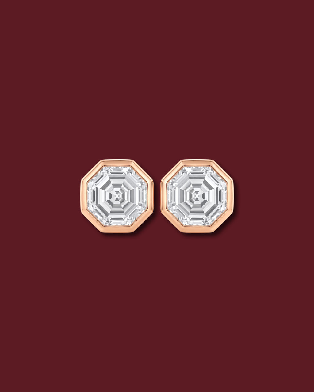 ANNA Octagon Asscher Bezel Stud Earrings