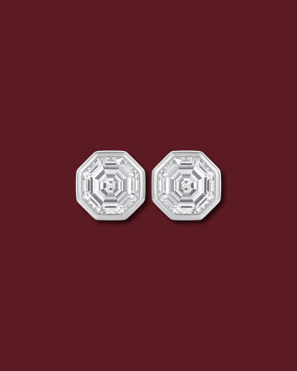 ANNA Octagon Asscher Bezel Stud Earrings