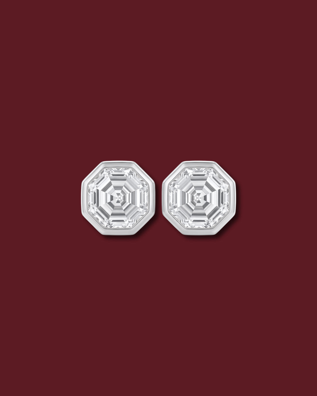 ANNA Octagon Asscher Bezel Stud Earrings