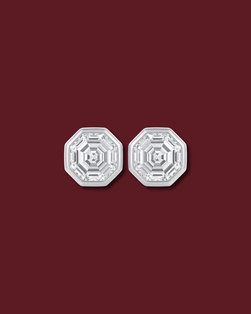 ANNA Octagon Asscher Bezel Stud Earrings