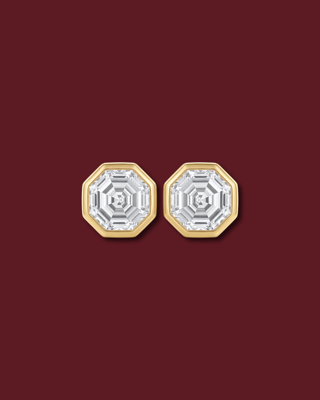 ANNA Octagon Asscher Bezel Stud Earrings