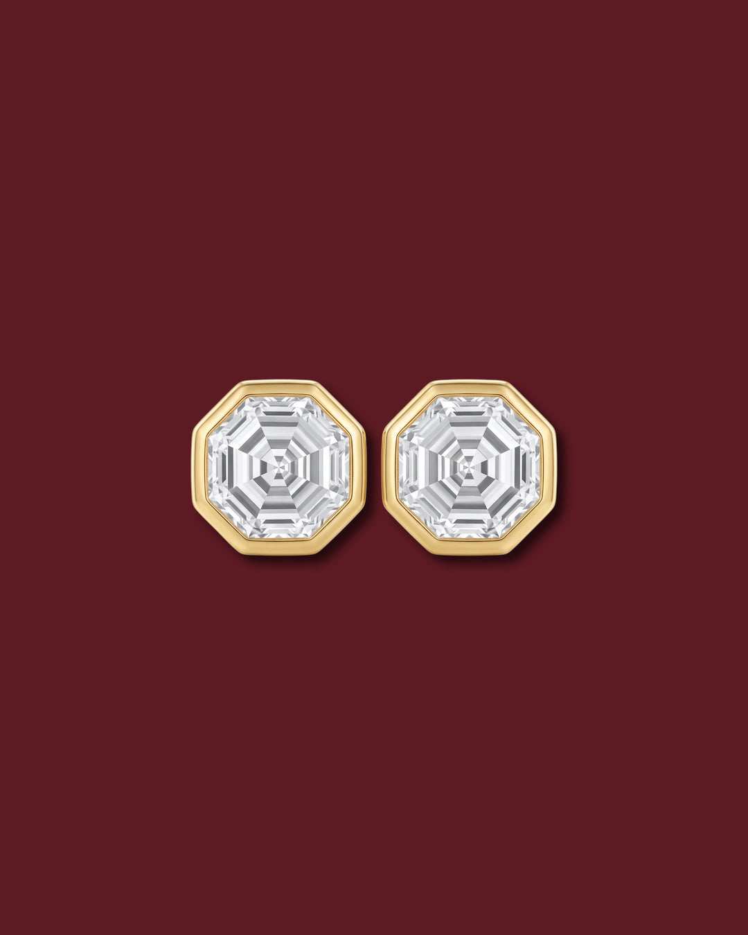 ANNA Octagon Asscher Bezel Stud Earrings