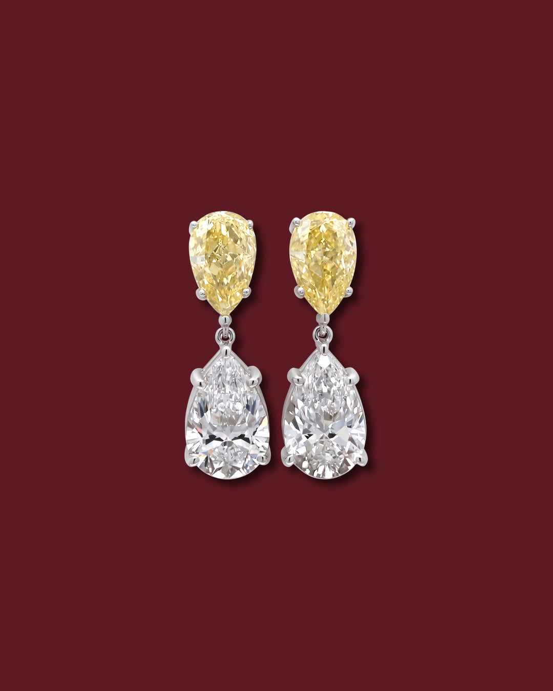 JILA Double Pear Drop Earrings, Yellow Diamond