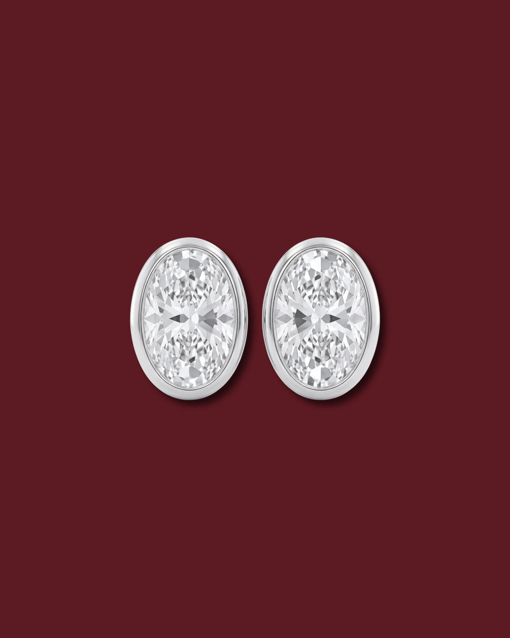KIM Oval Bezel Stud Earrings