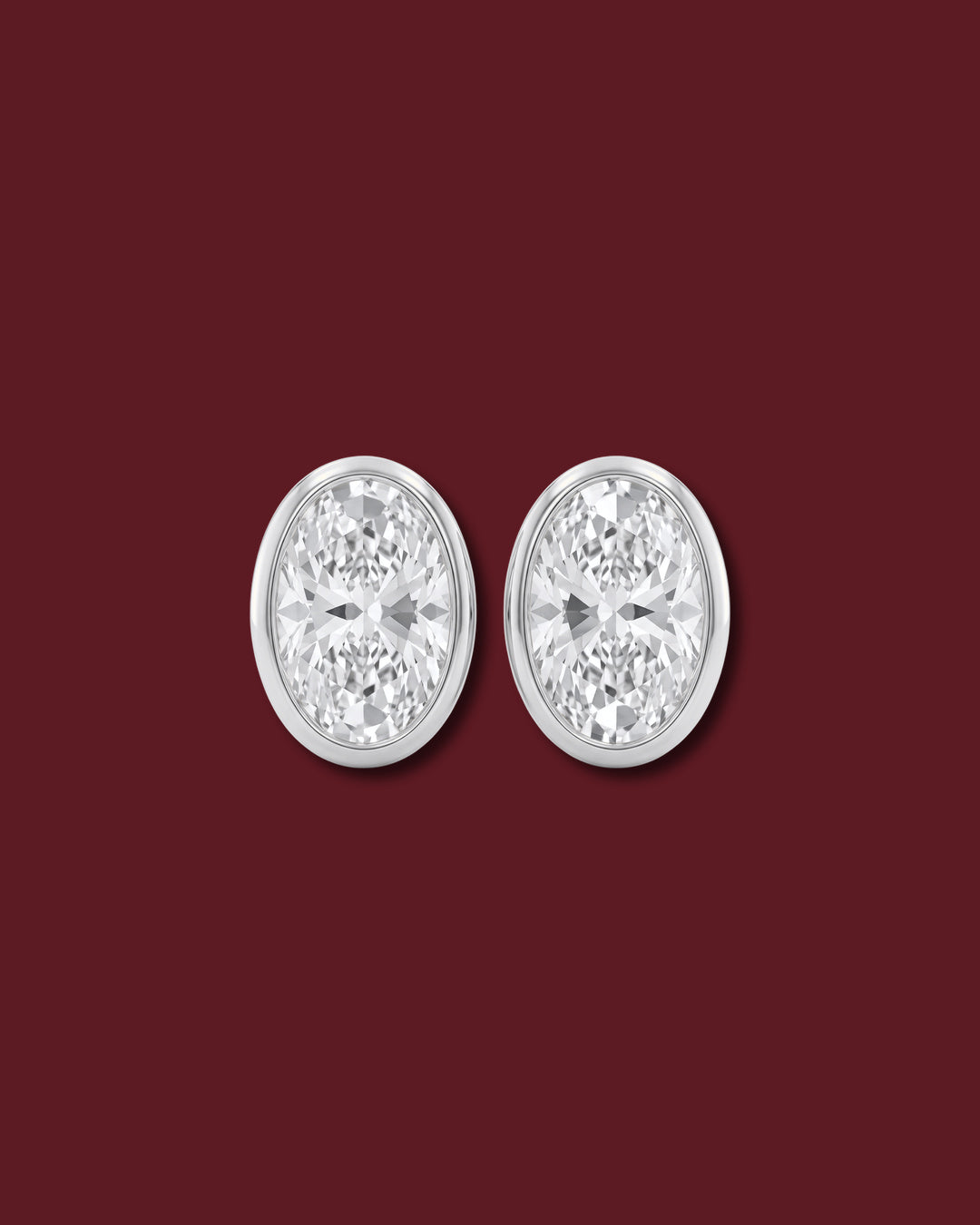 KIM Oval Bezel Stud Earrings
