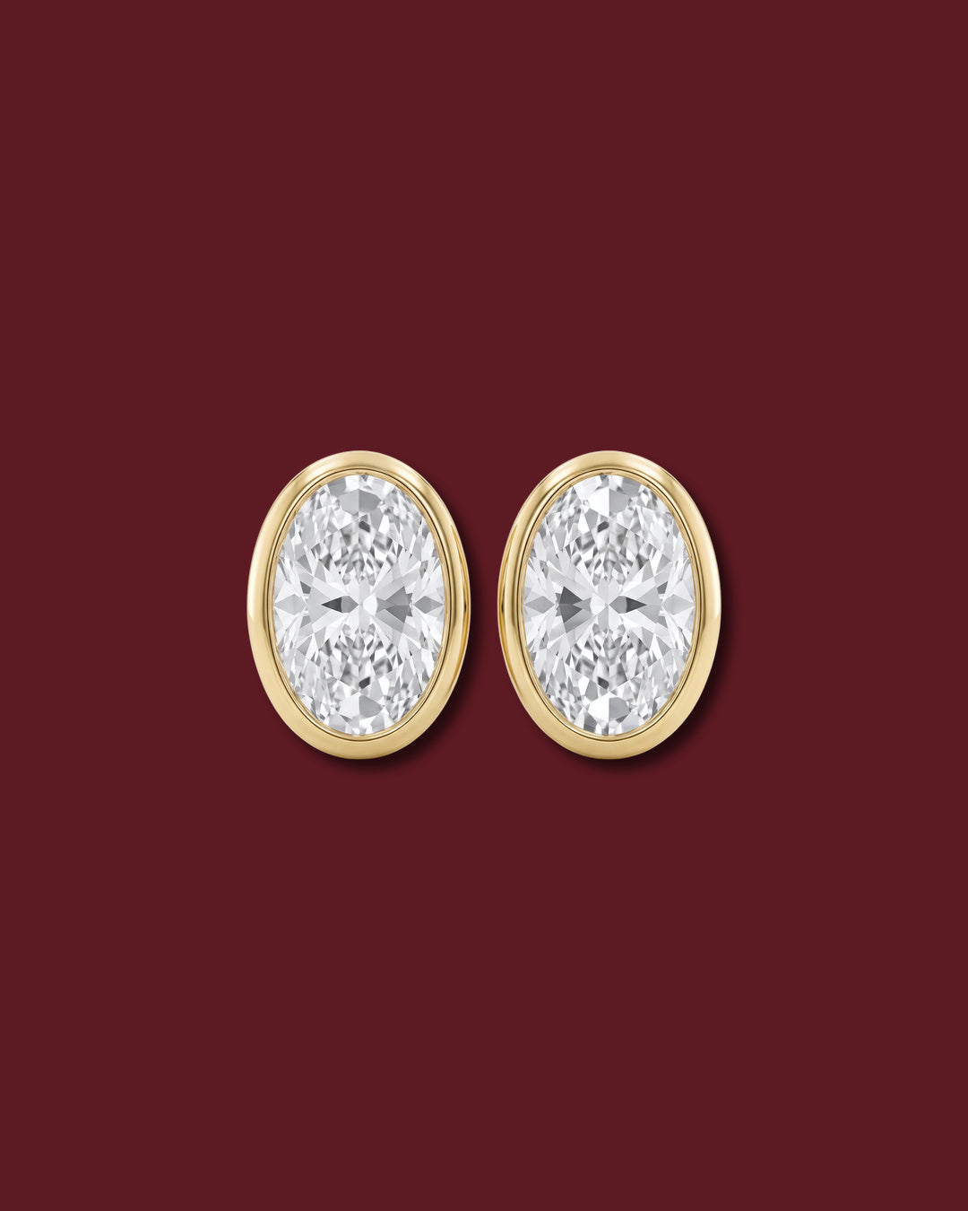 KIM Oval Bezel Stud Earrings